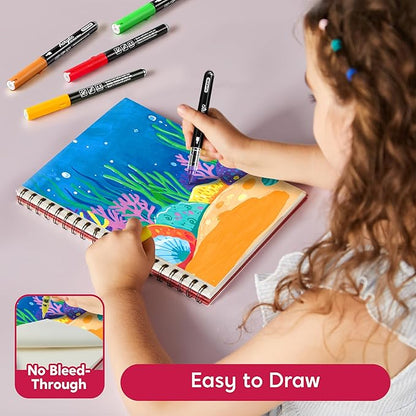 SYNCFUN 24 PCS Acrylic Paint Markers, Brush Tip Markers, Waterproof Paint Coloring Pens for Drawing, Art Supplies & Kids DIY Craft, Fabric, Canvas, Rock Painting, Wood, Glass, Ceramic, Metal