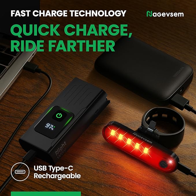 Bike Lights Set, LED Super Bright USB-C Rechargeable Headlight & Taillight, Waterproof Front & Rear Back Bicycle Light for Night Riding, Road & Mountain Cycling, Gift for Men & Women