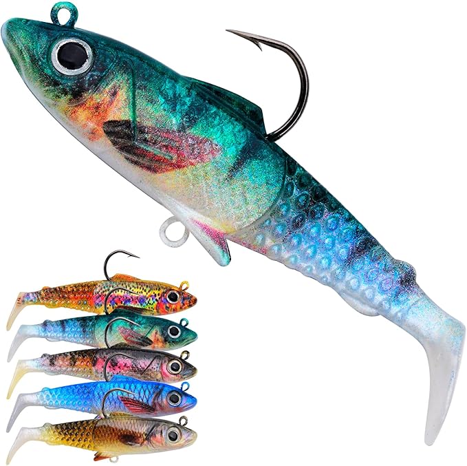 Fishing Soft Plastic Lures - Pre-Rigged Soft Fishing Lures - Great Action Swimbaits with Spinner - Fishing Gear for Bass Trout Walleye, Crappie Fishing Jigs Bait