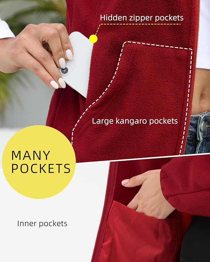 Argstar Women's Fleece Jacket with 6 Pockets (XS-2XL)