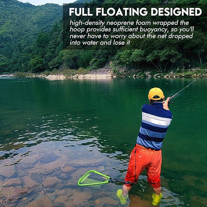 Black Paw Floating Fishing Net Foldable Telescopic Fish Landing Net with Built in Length Scale Rubber Coated for Kayak, Fly, Trout