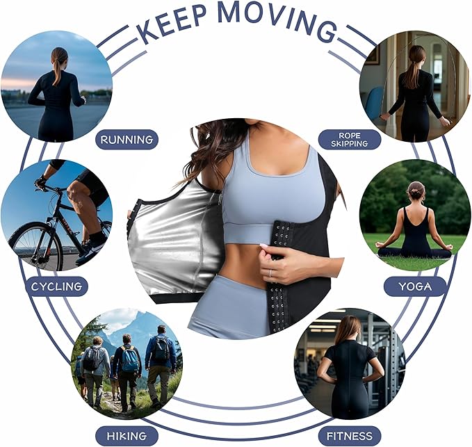 Women's Sauna Vest Waist Trainer, Adjustable Workout Sweat Shaper Shirt, Tummy Control Tank Top for Gym Yoga Running