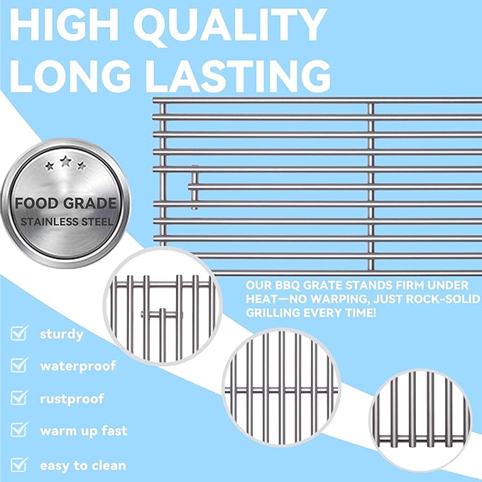 4 Pack Heavy Duty 5/16" Rod BBQ Grill Grates Replacement Parts for Blaze Grill 3, 4, 5 Burner Blaze Grill Models,Fits For RCS Summerset Sizzler（High Process Electrolysis and Shot Blasting）