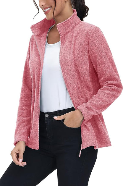 MAGCOMSEN Fleece Jacket Women Zip UP Lightweight Soft Polar Warm Winter Jackets for Women with Pockets Outdoor Hiking