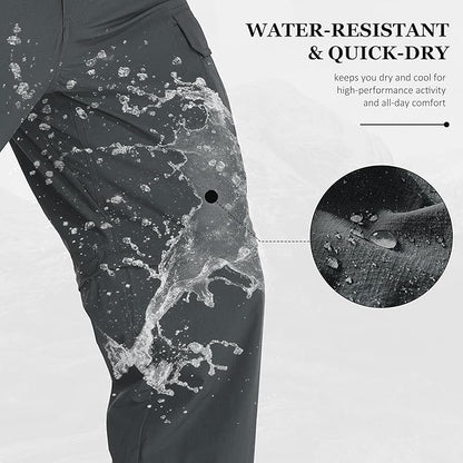 Mens Hiking Pants Convertible Lightweight Quick Dry Zip Off Waterproof Outdoor Travel Fishing Hunting Pants