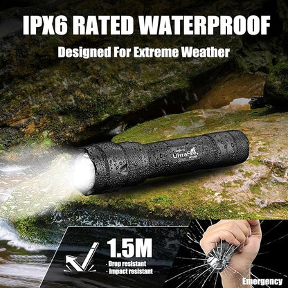 ULTRAFIRE Tactical Flashlight WF-502B 1000 Lumens - Single Mode Mini LED Flashlight,Bright Military-Grade Police Flashlight for Security, Camping and Emergency