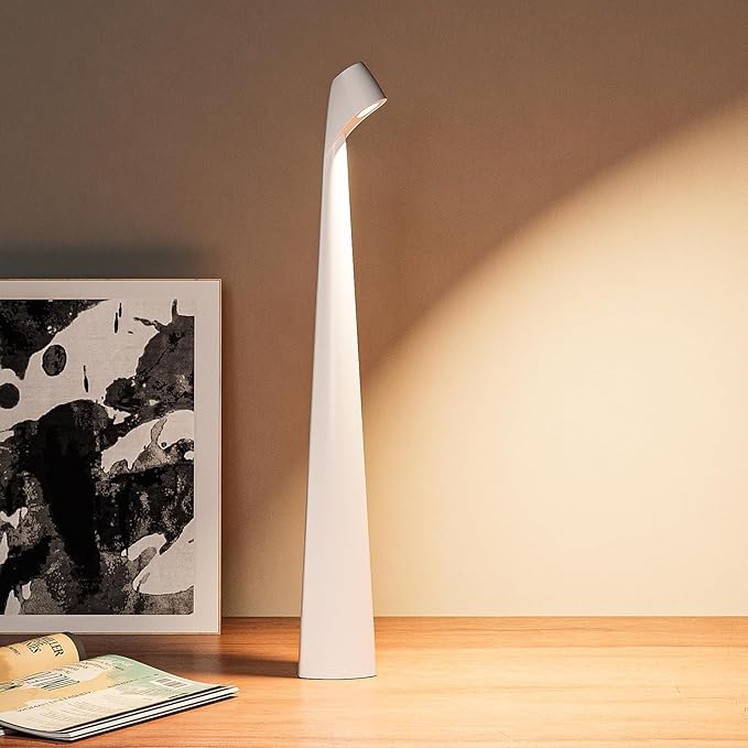 Portable LED Table Lamp 3-Levels Brightness, Rechargeable Battery Up to 48 Hours Usage, Night Light for Kids Nursery, Nightstand Lamp, Bedside Lamp.LED Desk Lamps Outdoor Portable Touch Lamps.(White)