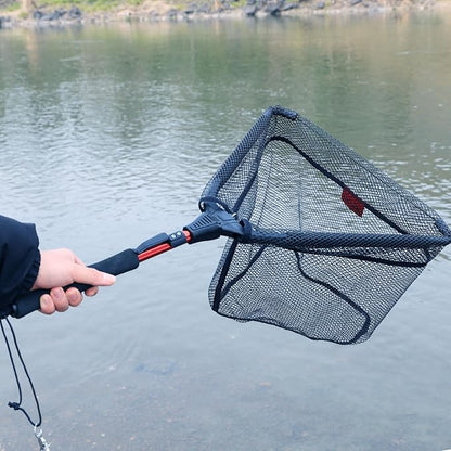Sougayilang Fishing Net Fish Landing Net, Foldable Collapsible Telescopic Pole with EVA Handle, Durable Nylon Material Mesh, Safe Fish Catching or Releasing