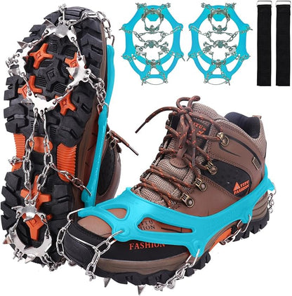 WIN.MAX Crampons for Shoes, Traction Cleats Ice Snow Grips with 19 Stainless Steel Spikes, Shoe Talons Anti - Slip Boots Spikes for Walking, Jogging, Climbing and Hiking