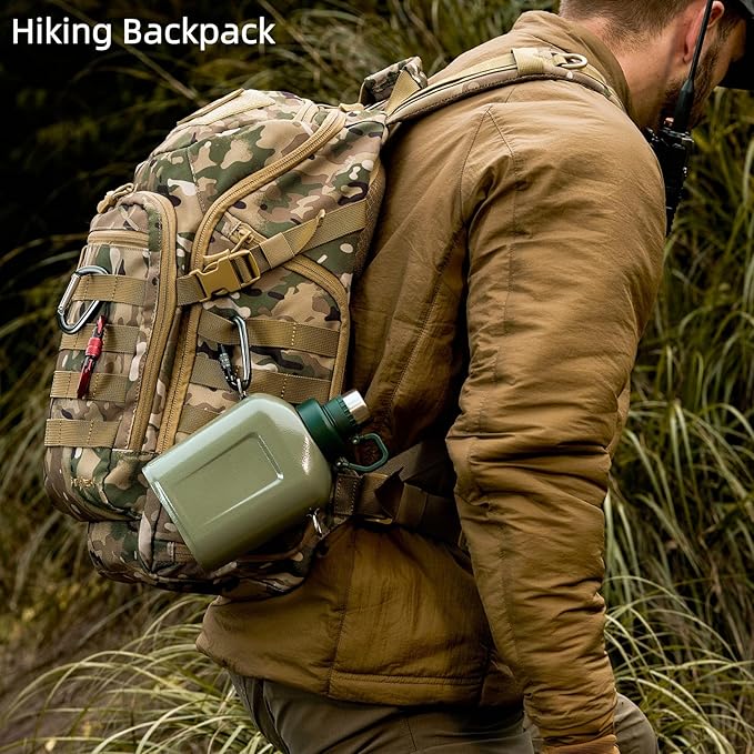 32L Military Tactical Backpack Assault Pack | Fit 17 Inch Laptop, Hiking, Survival, Travel, Work, Daily Use (Camo)