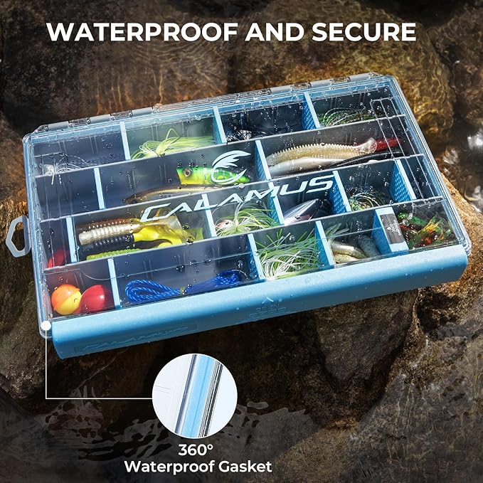 Calamus DryVault Waterproof Tackle Box, Sturdy 3700 Tackle Trays, Fishing Tackle Box Organizer With Removable Dividers, Lure Box and Terminal Tackle Storage