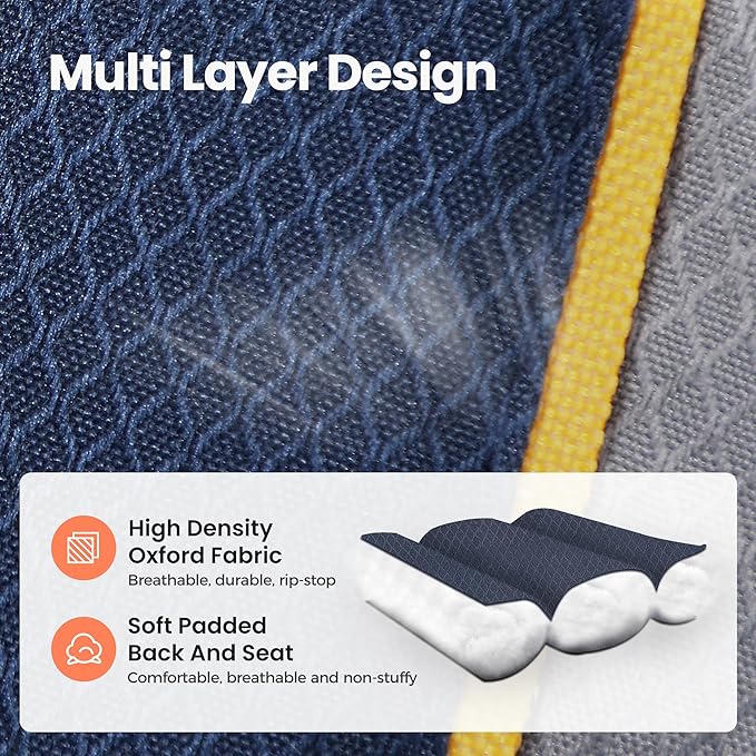 HIGH POINT SPORTS Oversized Portable Camping Folding Chair, Heavy Duty Portable Lawn Chairs, Folding Chairs for Outside with Cup Holder and Cooler Bag for Camp, Travel, Support 450 LBS, 2 Pack,Blue