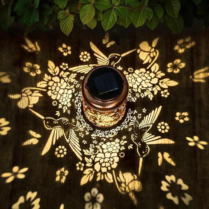 2 Pack Hummingbird Solar Lanterns Outdoor Waterproof, Solar Lanterns Decorative Birthday Mothers Day Gifts for Dad Husband, Mom, Men, Hanging Lantern Outdoor for Patio, Porch, Garden Decor