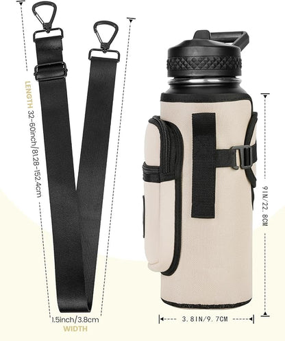 Sports rabbit Universal Water Bottle Holder – Durable Oxford & Neoprene Hybrid Design Compatible with Stanley 30/40oz Handled & 64/87oz Straight Tumblers, Adjustable Strap for Gym, Travel, Outdoors