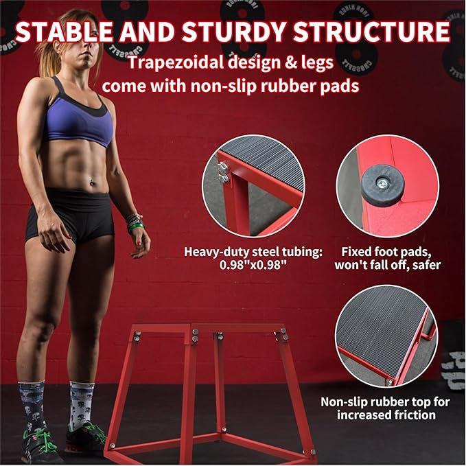 Heavy-Duty Steel Reinforced Jump Box -12 "Anti-Slip Sports Reinforcement Box, Fitness Box Jump, Exercise Step Platform, Strength Training, Suitable for Home and Gym