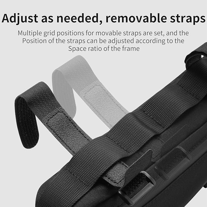Bike Frame Bag 2L/3L – Waterproof 600D/Scratch-Proof, 7" Phone Fit, 4-Point & Multi-Position Anti-Sway Straps, Full-Side Zipper Quick Access, Tool-Free Install, Universal MTB/Road/Gravel/E-Bike