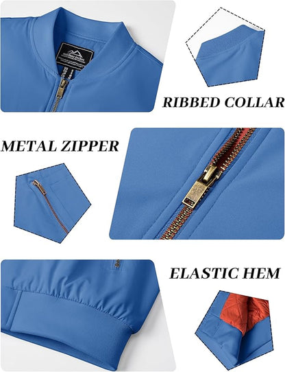 KEFITEVD Men's Jacket Casual Windproof Bomber Jackets Full Zip Windbreaker Warm Winter Padded Coats