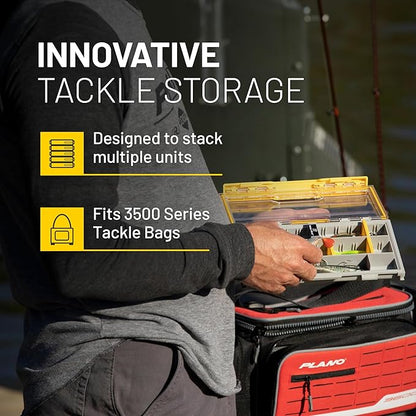 Plano EDGE 3500 Premium Tackle Storage with Rustrictor Rust-Resistant Technology, Gray and Yellow, Waterproof Terminal Tackle Box Organization, Small