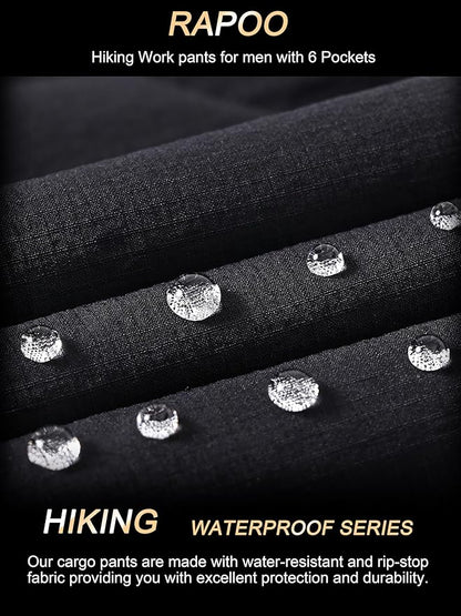 Rapoo Mens Hiking Pants Lightweight Water Resistant Breathable Nylon Cargo Pants with 6 Pockets