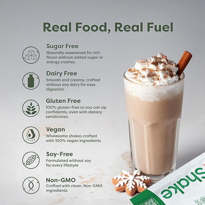 310 Nutrition All-In-One Meal Replacement Shake Powder - Plant-Based Protein Smoothie Blend w/High Fiber, Probiotics & Adaptogens - Low Carb, Vegan, Keto & Paleo Friendly - Gingerbread - 14 Srv