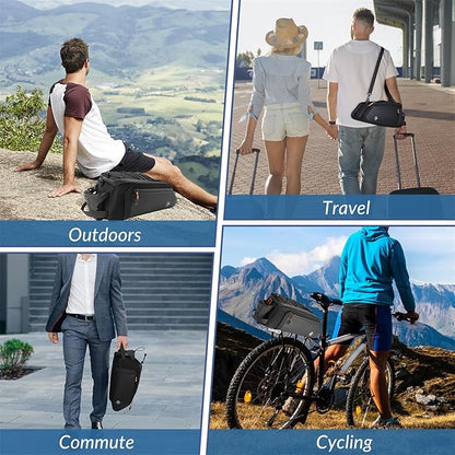 WOTOW Rear Bike Rack Bag - 8L Waterproof Bicycle Trunk Bag with Water Bottle Holder, Reflective Panniers Bike Bags for Bicycles Saddle Back Seat Storage Cargo Luggage Pouch Shoulder Bag Women Men