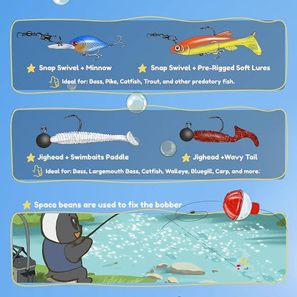 RUNCL Kids Fishing Pole and Reel Combo Kit - 4.9FT Telescopic Fishing Rod with Spincast Reel, Tackle Box, Hat, Sunglasses, Travel Bag - Easy Fishing Kit for Kids Ages 3-12, Youth Beginner