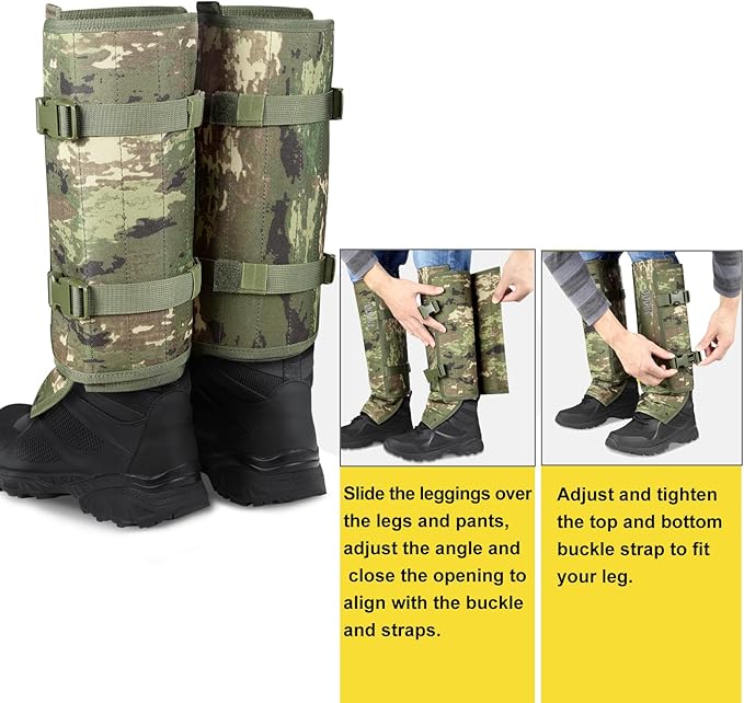 QOGIR Snake Gaiters for Hunting: Durable Snake Guards, Snake Gaiter Leggings for Men & Women, Snake Bite Protection for Lower Legs, Snake Proof Gaiters with Adjustable Size