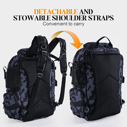 Goture 40L Fishing Tackle Backpack with Cooler and Removable Bait Binder, 900D Water-Resistant Tackle Backpack with 2 Rod Holders, Fishing Bag Storage Gear Tackle Bag with Rain Cover Camouflage