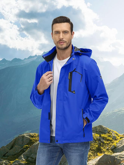MAGCOMSEN Men's Lightweight Windbreaker Rain Jacket Raincoat with Detachable Hood for Hiking Fishing Activewear