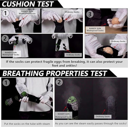 RANDY SUN Waterproof Skiing Socks, [SGS Certified] Unisex Knee High Breathable Hiking Trekking Sock 1 Pair