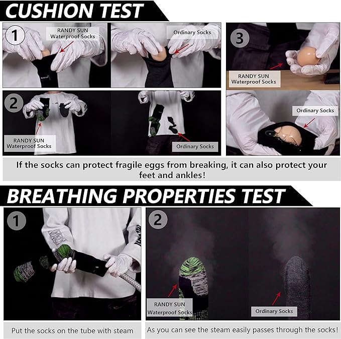 RANDY SUN Waterproof Breathable Socks, [SGS Certified] Unisex Novelty Skiing Trekking Hiking Wading Trail Socks