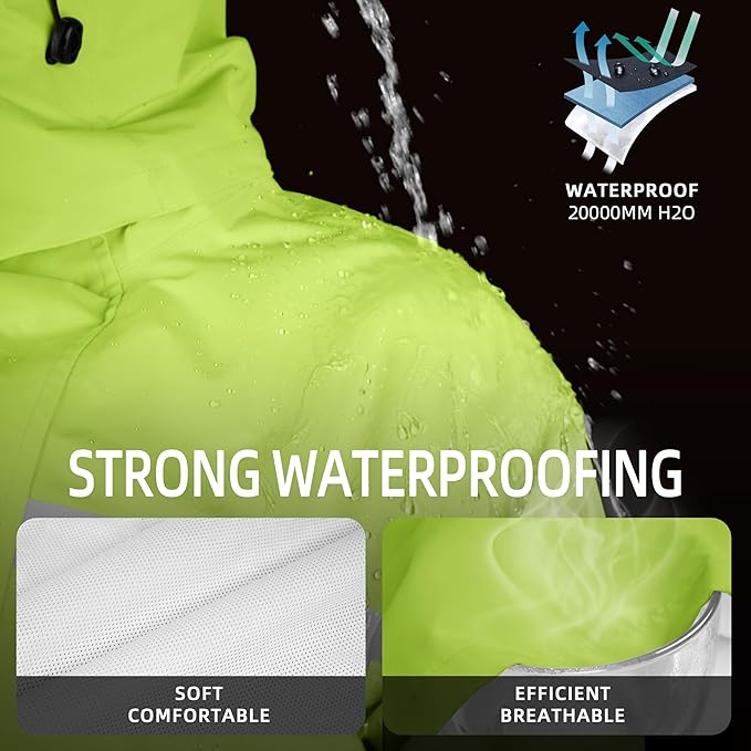 Coralrain Rain Suit Safety Waterproof Rain Jacket and Trouser Suit Raincoat With Hood lining For Men Women Adults Breathable