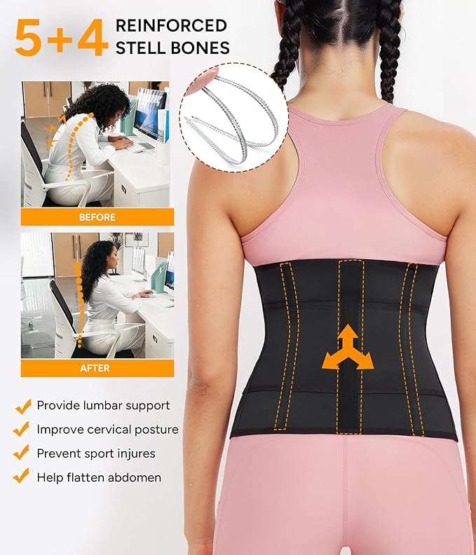 LEINIDINA Waist Trainer for Women Corset Shapewear Segmented Sweat Waist Trimmer for Women Workout Belt