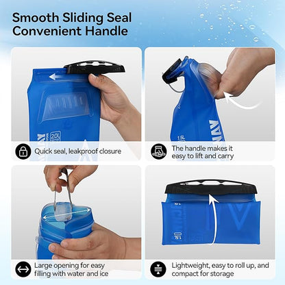 MARCHWAY Lightweight TPU Hydration Bladder 2L/3L for Hydration Packs, Slide-Seal Wide Mouth Water Reservoir Bag with Carry Handle for Hiking, Cycling, Running, Camping, Travel