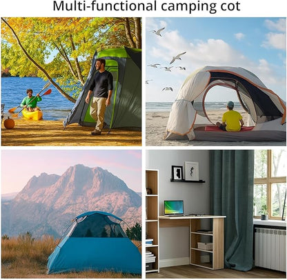 Ultralight Camping Cot with Storage Net & Bag, Height Adjustable Support up to 400lbs, Comfortable Portable Cots for Adult Folding Bed for Camping, Hiking, Travel, Truck, Beach, Office, Black