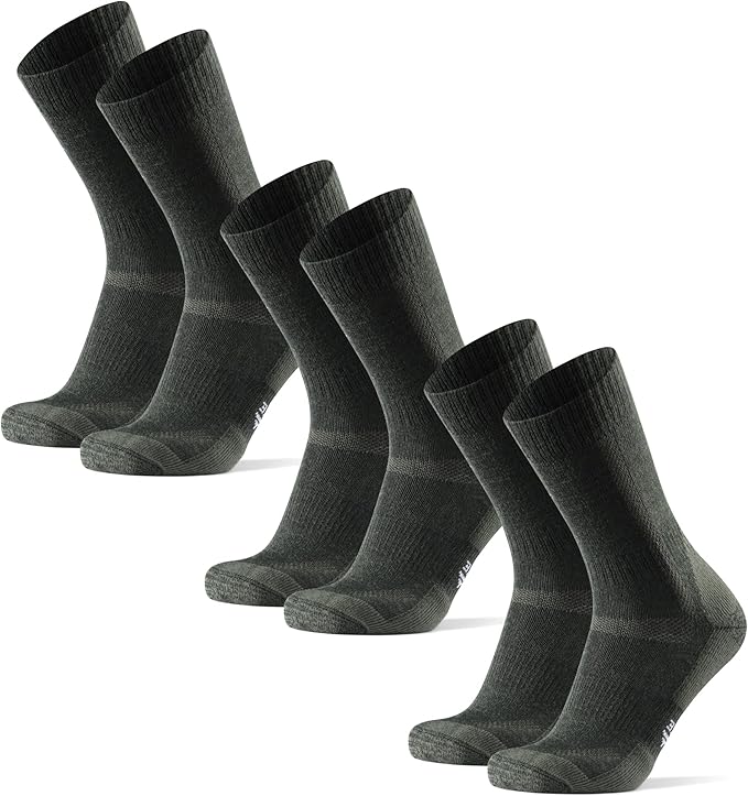 DANISH ENDURANCE Merino Wool Hiking Crew Socks for Men & Women, Cushioned Anti-Blister, Breathable - 3 Pairs