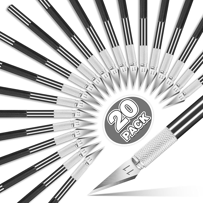 DIYSELF 20 Pack Exacto Knife - Craft Hobby Knife - Precision Exactly Knife for Art Crafting (Black)