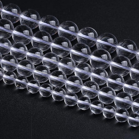 8MM 45PCS Natural Clear White Crystal Quartz Gemstone 3A Grade Round Loose Beads for Jewelry Making DIY Bracelet 1 Strand 15''