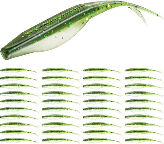 Forked Tail Soft Baits- Realistic Jerk Bait & Fluke Action Soft Lures for Bass, Trout & Crappie - Versatile Freshwater & Saltwater Fishing Bait (2.75"-5")