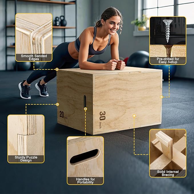 GIKPAL Plyo Jumping Exercise Box, High-Density Foam Plyometric Jump Box for Home Gym Workout, Multiple Size Box Jumps for Step-Up, Box Squat, Explosive Training