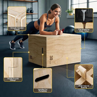 GIKPAL Plyo Jumping Exercise Box, High-Density Foam Plyometric Jump Box for Home Gym Workout, Multiple Size Box Jumps for Step-Up, Box Squat, Explosive Training