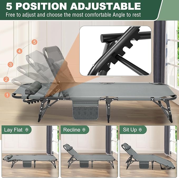 LILYPELLE Folding Camping Cot, Extra Wide Heavy Duty Sleeping Cots with Carry Bag, Double Layer Oxford Portable Travel Camp Cots for Home, Office Nap and Outdoor Beach