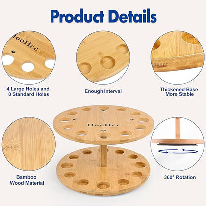 Fishing Rod Holders for Garage 360 Degree Rotating Fishing Pole Rack, Floor Stand Holds up to 12 Rods Bamboo Wood Fishing Gear Equipment Storage Organizer, Fishing Gifts for Men