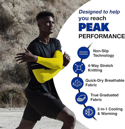 ARMORAY Arm Sleeves for Men or Women - Tattoo Cover Up - Cooling Sports Sleeve for Basketball Golf Football