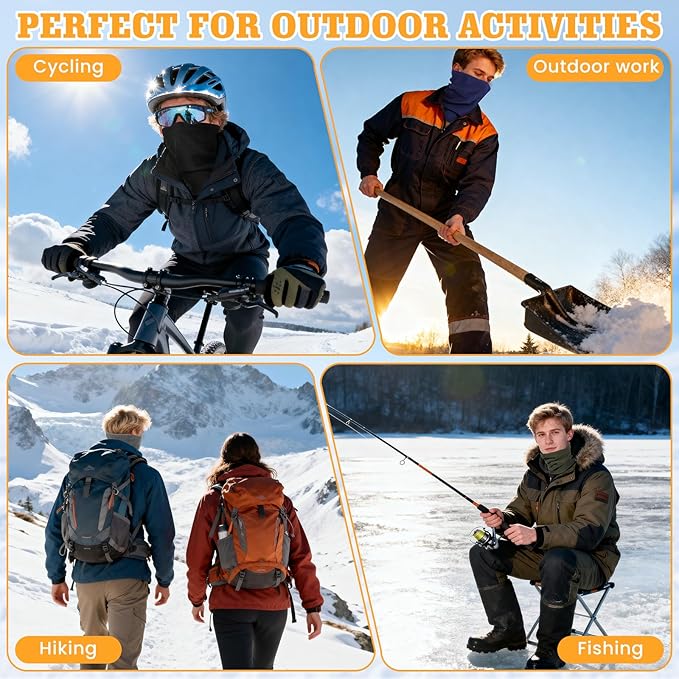 Winter Neck Warmer Gaiter: 4 Pack Windproof Face Ski Mask Fleece Face Cover Scarf for Cold Weather Sports and Work