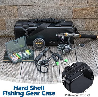 Goture Fishing Rod and Reel Combos-Telescopic Fishing Pole Spinning Reel Lures Set with PC Hard Shell Suitcase, Telescopic Rod Reel Combo Kit for Starter Travel Saltwater, Gifts for Men