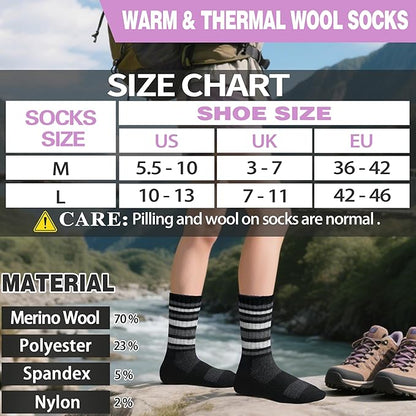 EBMORE 5 Pairs Womens Merino Wool Hiking Socks Thermal Warm Winter Boot Crew Cushion Work Gift Socks