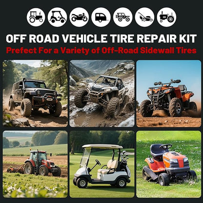 Sidewall Tire Repair Kit, Off-Road 4x4 Emergency Tire Patch Kit, UTV ATV Outdoor No Need to Remove Rubber Patch Kit Scratch or Puncture Repair Off-Road Accessories