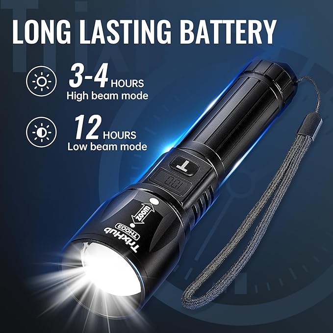 Rechargeable Flashlights 3Pack High Lumens, 5Mode Rechargeable Flashlights with LCD Digital Display, Super Bright Flashlight Adjustable Flash Light, High Powered LED Flashlight for Emergency