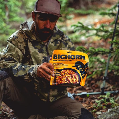BIGHORN Mountain Food Bourbon BBQ Pulled Pork and Beans - premium freeze dried meals for backpacking food - dehydrated camping food for backpacking meals - 2 Servings